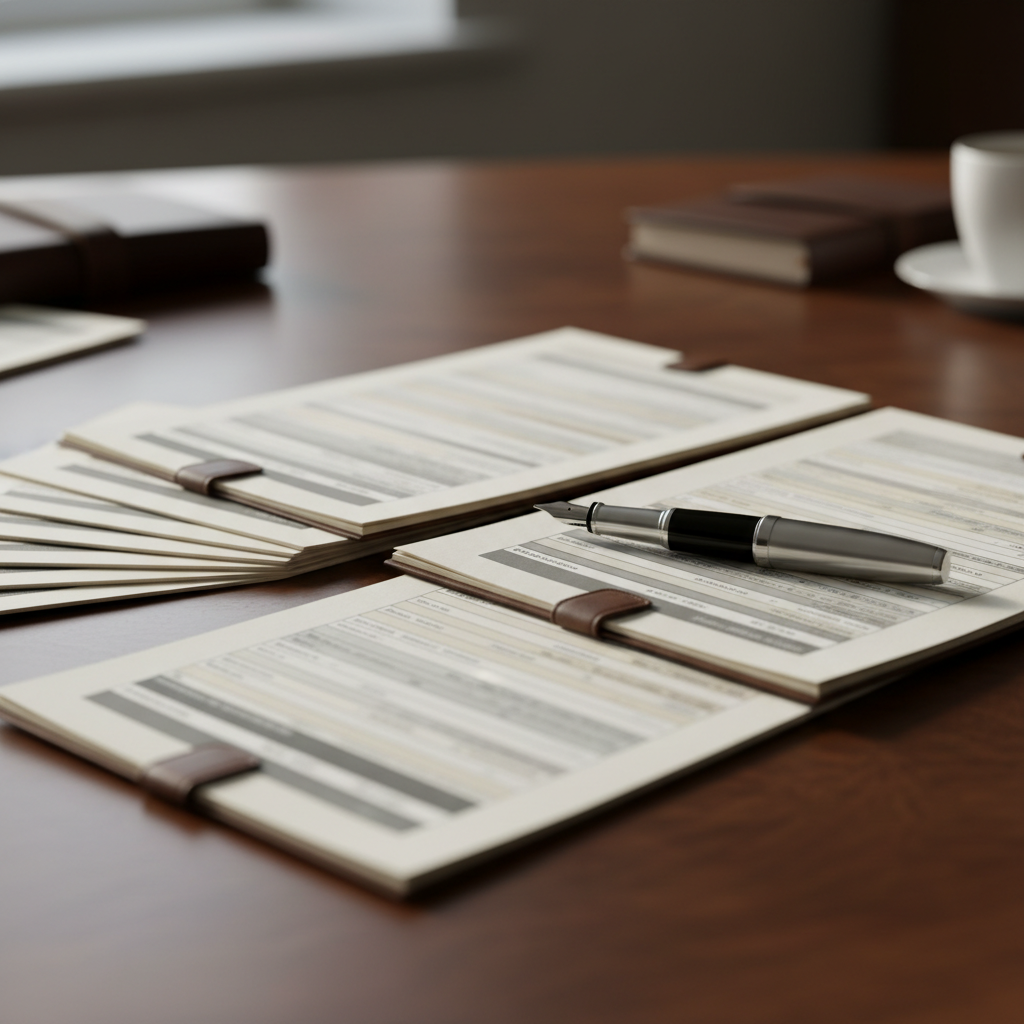 Documentos de carta de crédito de alto valor sobre mesa de escritório