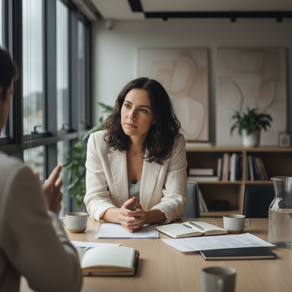 Cliente atento durante uma reunião objetiva de consórcio